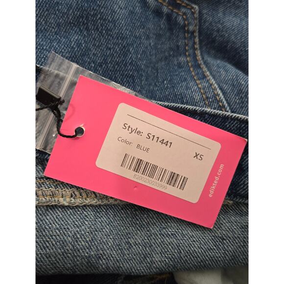 Edikted Raquel Folded Low-Rise Button Fly Jeans NEW XS - Picture 9 of 13